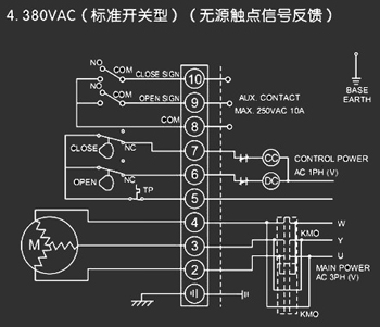 380VAC標(biāo)準(zhǔn)開(kāi)關(guān)型<a href='http://szlgls.cn/Product/diefa/diandongdiefa/' target='_blank'>電動(dòng)<a href='http://szlgls.cn/Product/diefa/' target='_blank'>蝶閥</a></a>接線(xiàn)圖