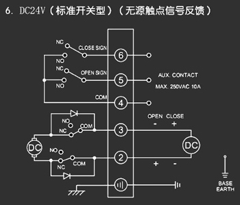 ＤＣ24Ｖ標(biāo)準(zhǔn)開(kāi)關(guān)型<a href='http://szlgls.cn/Product/diefa/diandongdiefa/' target='_blank'>電動(dòng)<a href='http://szlgls.cn/Product/diefa/' target='_blank'>蝶閥</a></a>接線(xiàn)圖